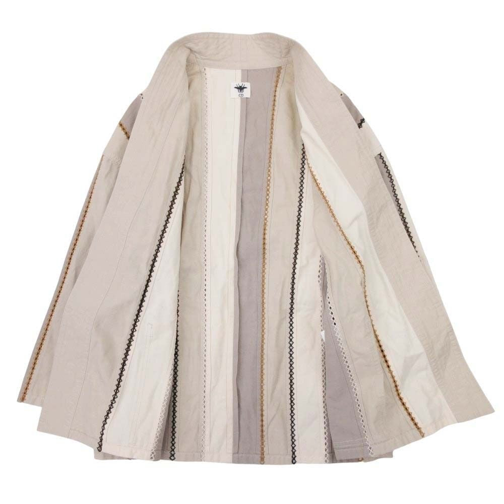 Christian Dior 21SS Patchwork Waist-Mark Bee Embroidery Jacket Beige Size 36