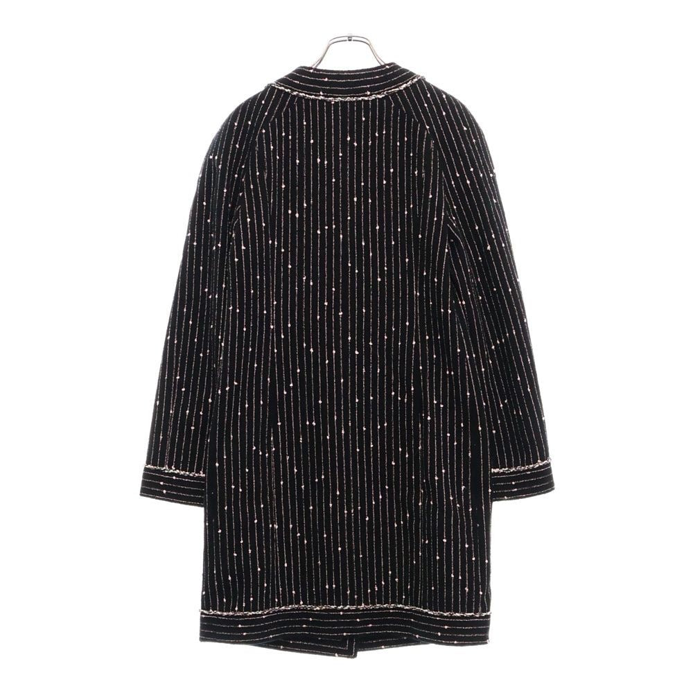 CHANEL CCロゴボタン ストライプ カラーレス ツイード ジャケット 36