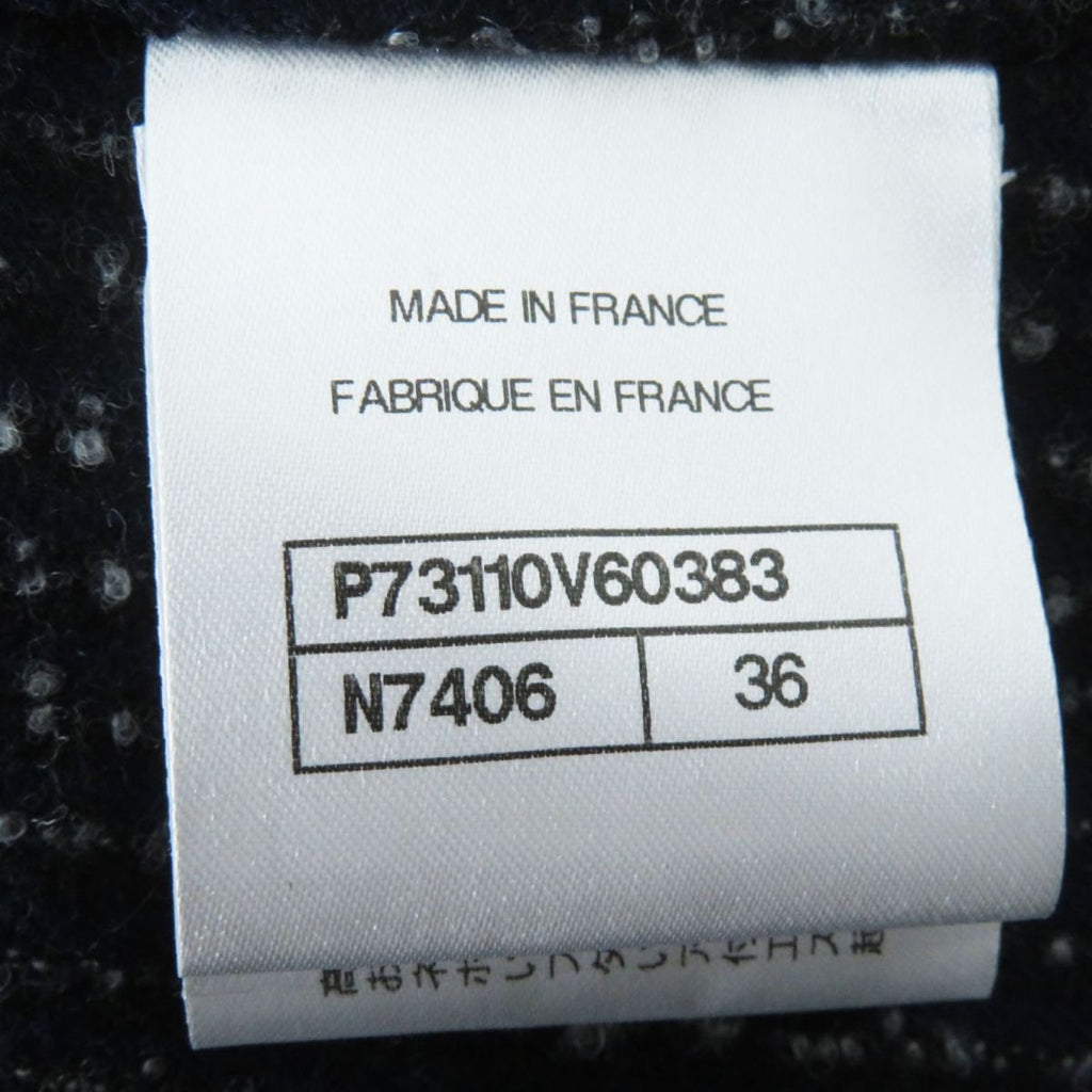 CHANEL Métiers d'Art 2021-22 Tweed Long Coat Coco Button Navy P73110 Size 36 Runway