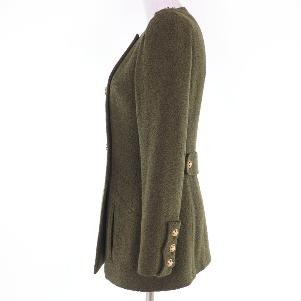 CHANEL Vintage 96A Wool Tweed Gripoix Button Jacket Khaki P08304V05122 Size 36