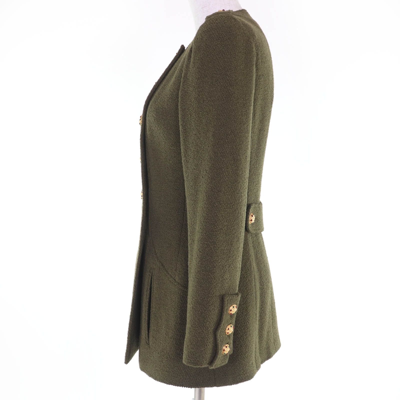 CHANEL Vintage 96A Wool Tweed Gripoix Button Jacket Khaki P08304V05122 Size 36
