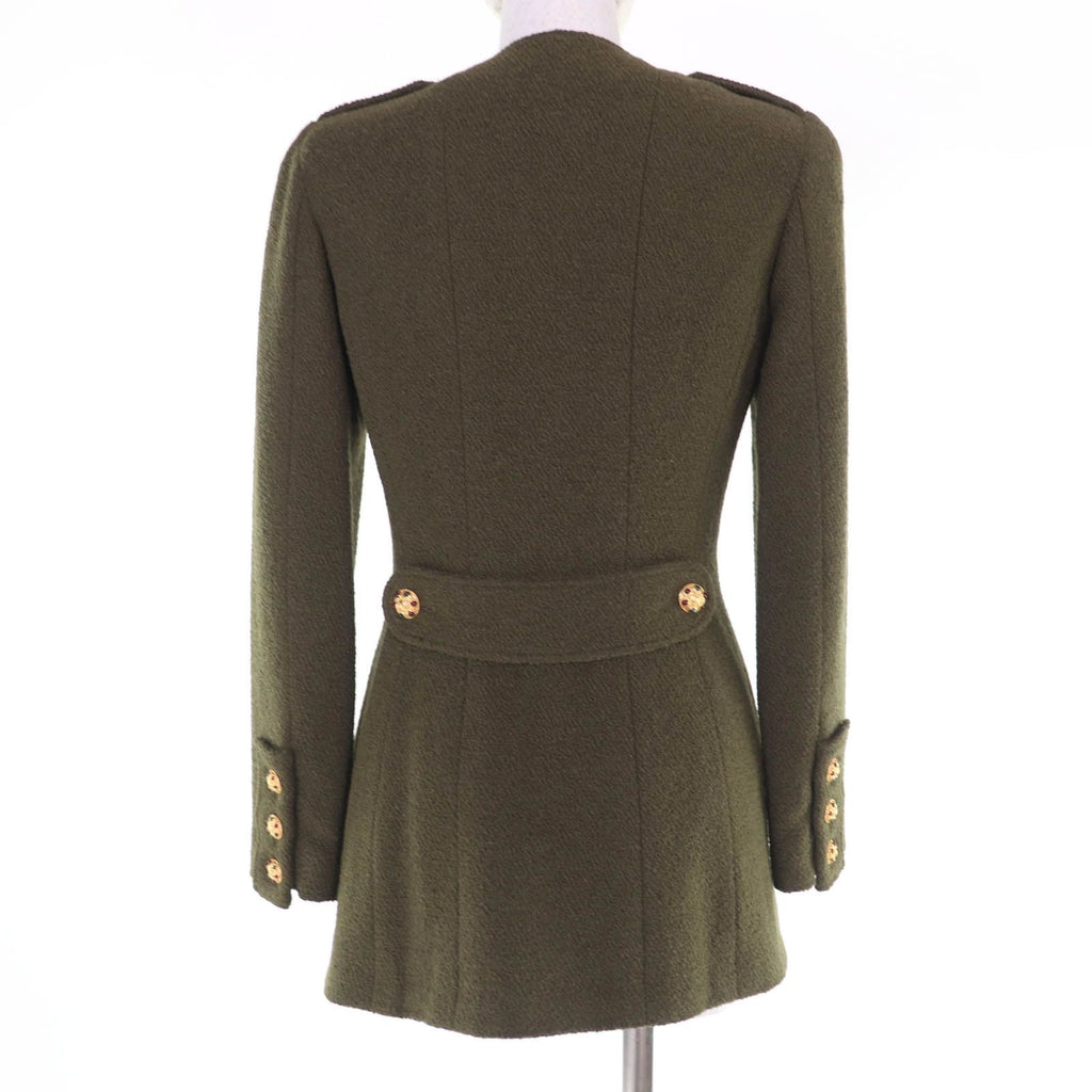 CHANEL Vintage 96A Wool Tweed Gripoix Button Jacket Khaki P08304V05122 Size 36