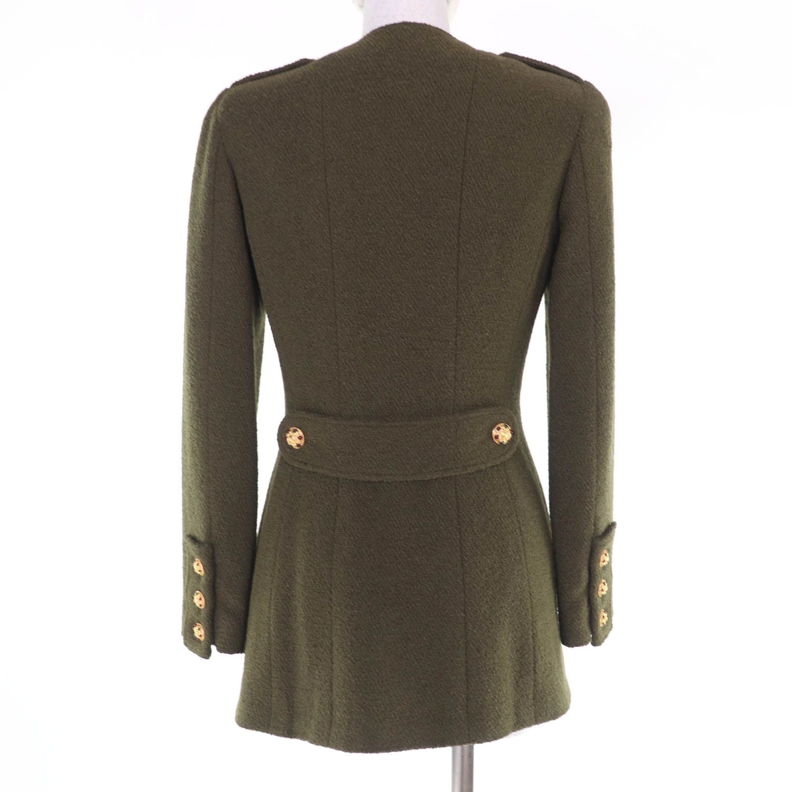 CHANEL Vintage 96A Wool Tweed Gripoix Button Jacket Khaki P08304V05122 Size 36