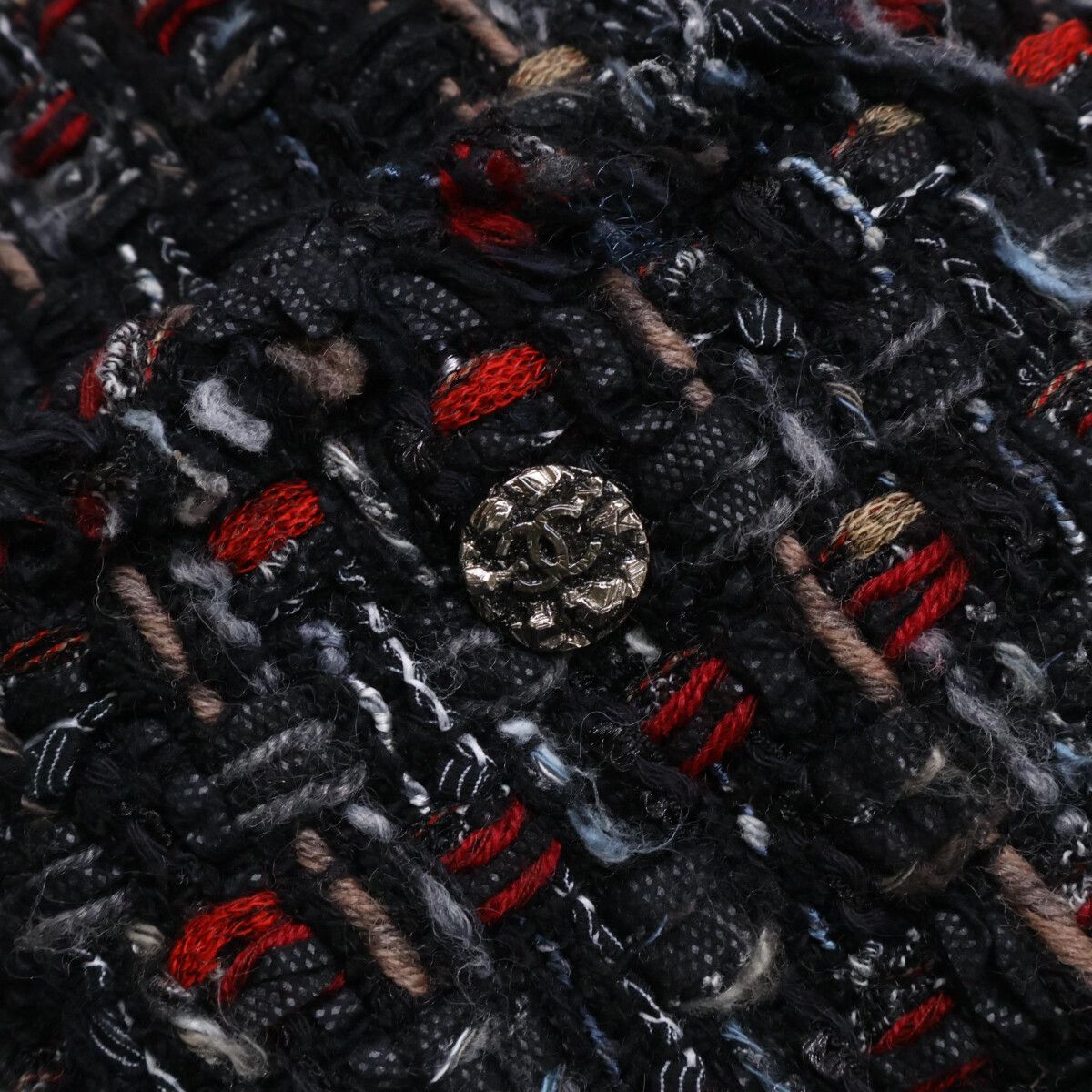 CHANEL Tweed Fringe Zip-Up No-Collar Jacket P39775V28558 Size 40