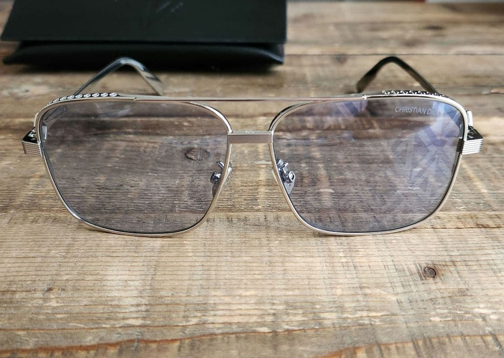 Dior Homme CD Diamond S9U S9F Sunglasses Teardrop Eyewear Silver Men