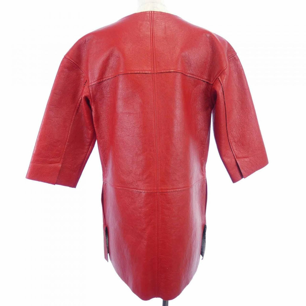 CHANEL Leather Coat P45898C00209 Size 34