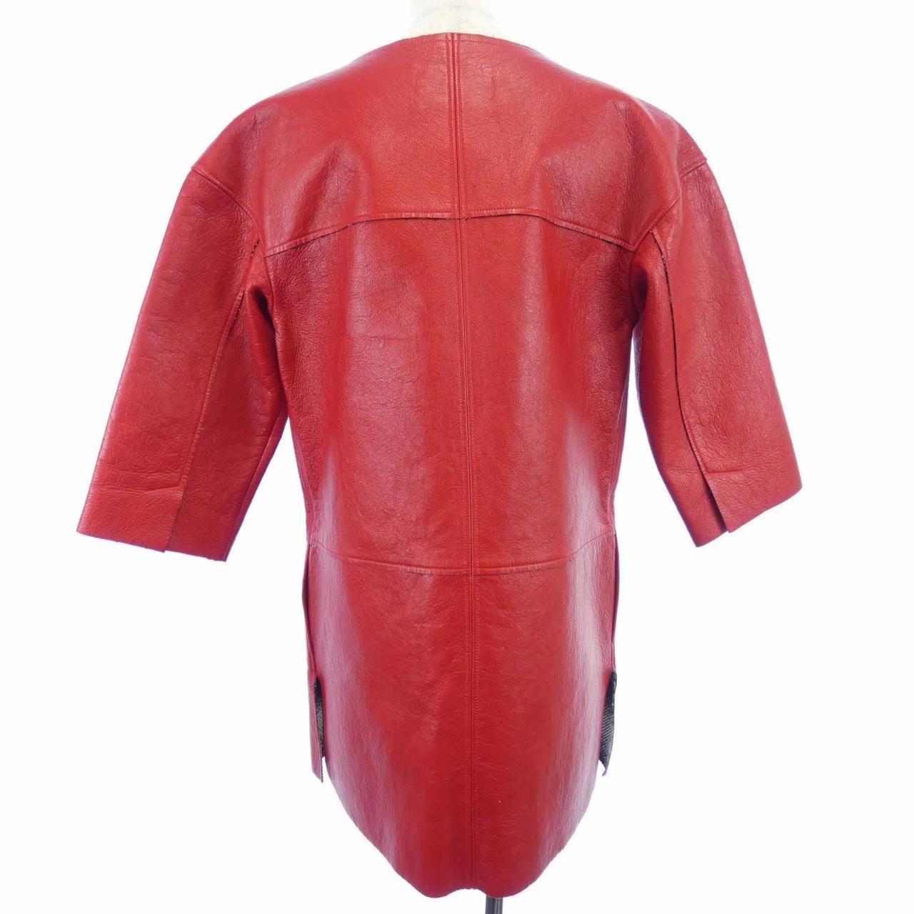 CHANEL Leather Coat P45898C00209 Size 34