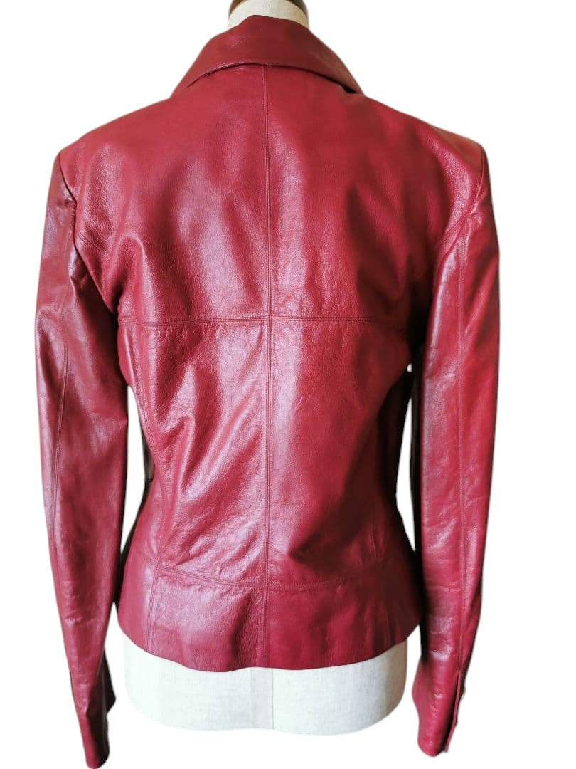 CHANEL Leather Jacket Size 38 Red