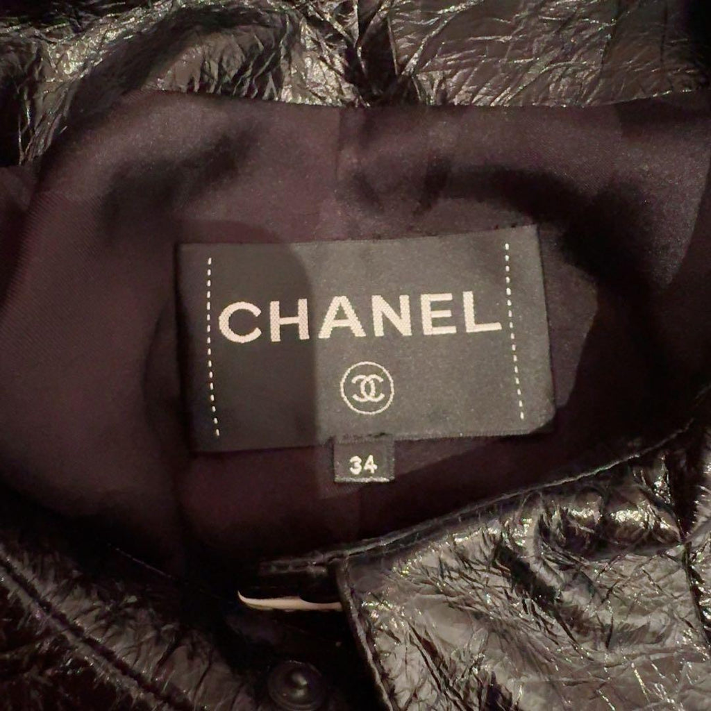 CHANEL Calfskin Leather Jacket P70717C00318 Size 34 Black