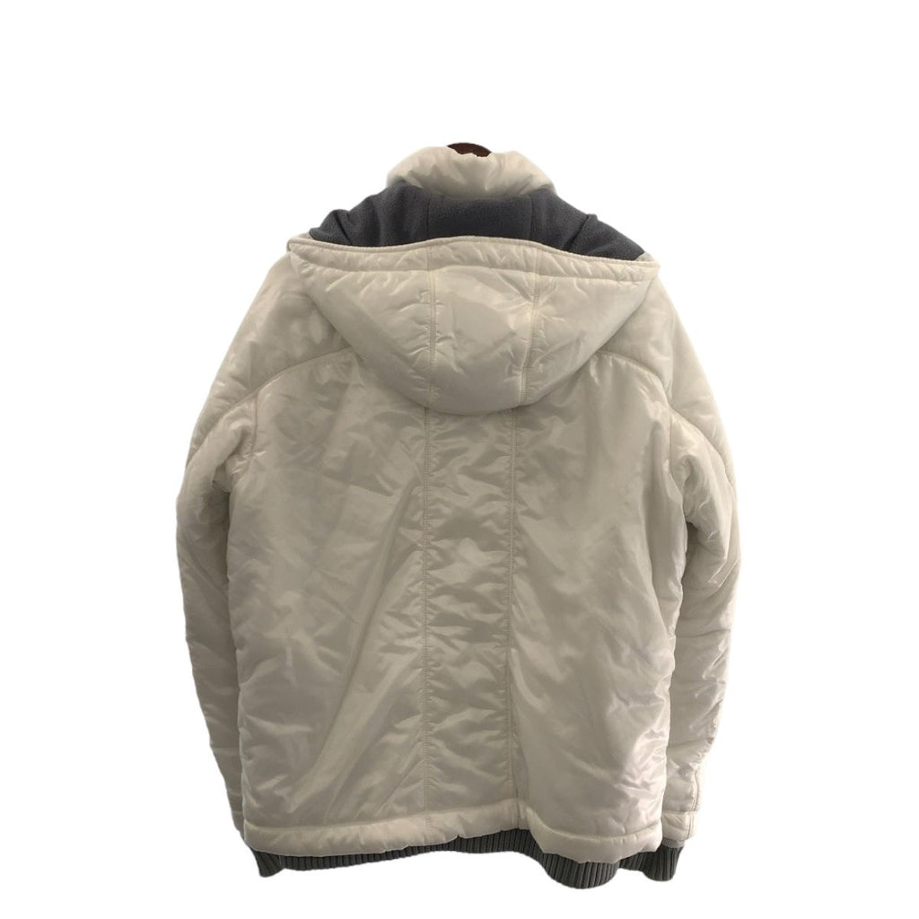 CHANEL CC Logo Down Jacket White Grey Nylon Silver Hardware P21850V13361 Size 44