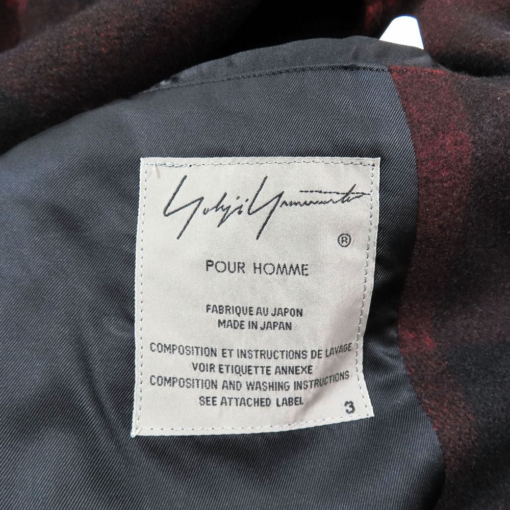 Yohji Yamamoto POUR HOMME 20AW Uchida Suzume Kanji All-Over Print Stand Collar Coat Size 3 Red