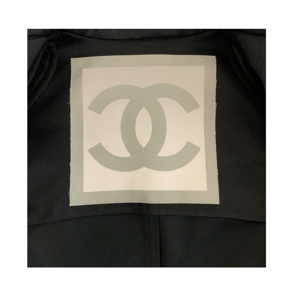 CHANEL Sport Line CC Logo Jacket Black Cotton Silk P29264 Size 34