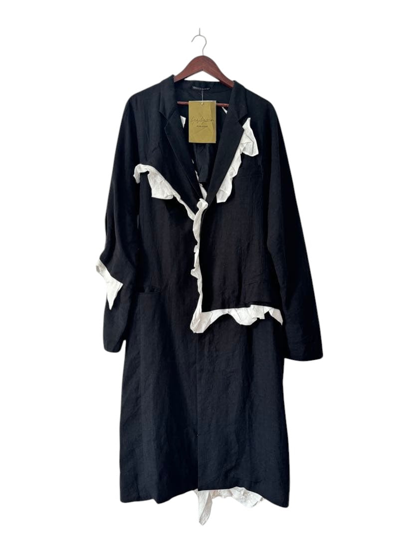 Yohji Yamamoto 24SS Frill Long Coat Black Size L