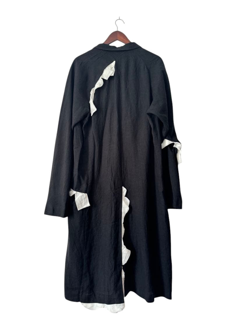 Yohji Yamamoto 24SS Frill Long Coat Black Size L