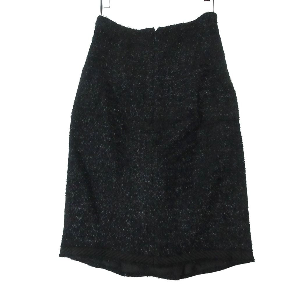 CHANEL Tweed No-Collar Jacket & Front Slit Skirt Setup Coco Mark Button — Jacket 36 / Skirt 38 Dark Navy