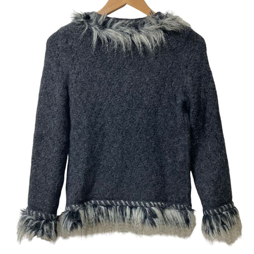 CHANEL Alpaca Cashmere Zip-Up Knit Jacket P39892 Size 36