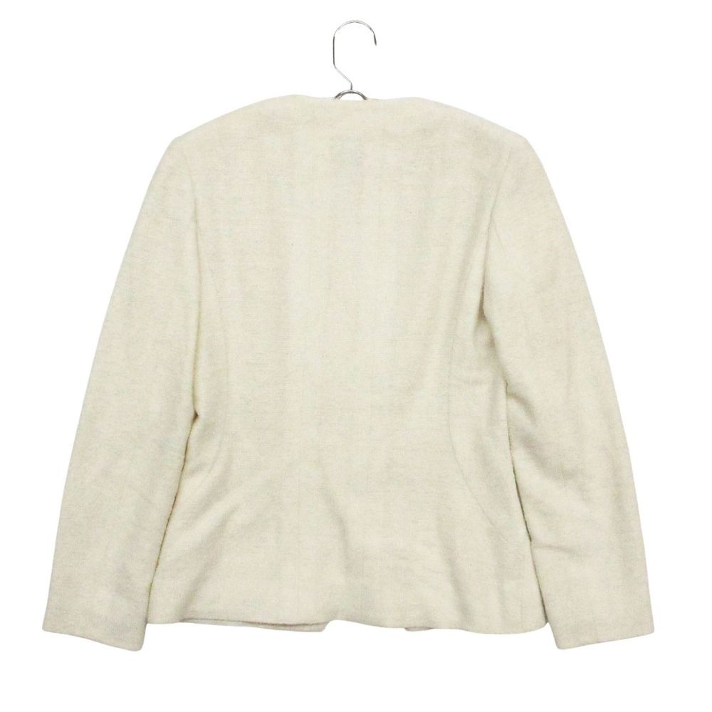 CHANEL 00T Tweed No-Collar Jacket Blazer P15180V08559 Size 36 White — Made in France