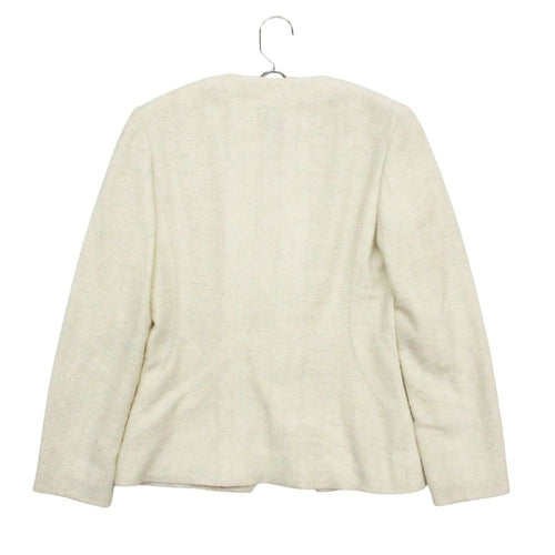 CHANEL 00T Tweed No-Collar Jacket Blazer P15180V08559 Size 36 White — Made in France
