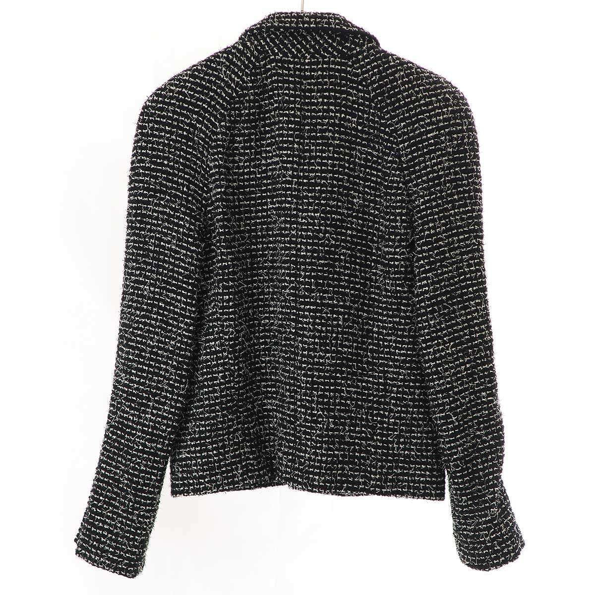 CHANEL 2003C Tweed Jacket Coco Button Black P20548V11528 Size 38