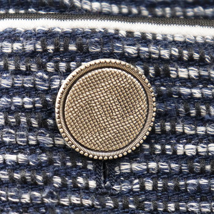 CHANEL 2017 Border Tweed Coat Coco Mark Logo Button Size 36 Navy White — P56027