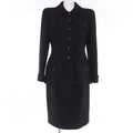 CHANEL Vintage 95A 100% Wool Coco Button Jacket & Skirt Setup Black P05381V03075 Size 40
