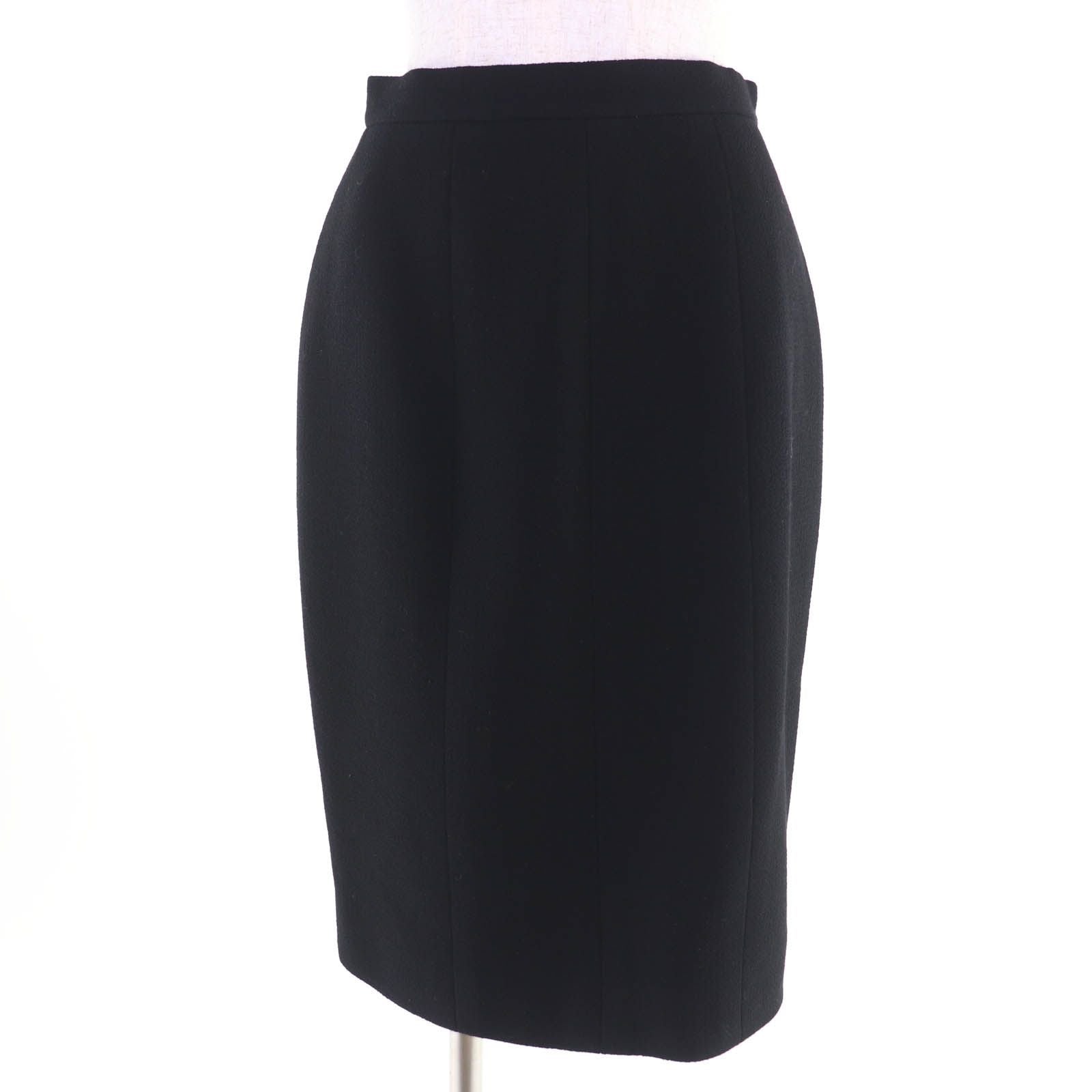 CHANEL Vintage 95A 100% Wool Coco Button Jacket & Skirt Setup Black P05381V03075 Size 40