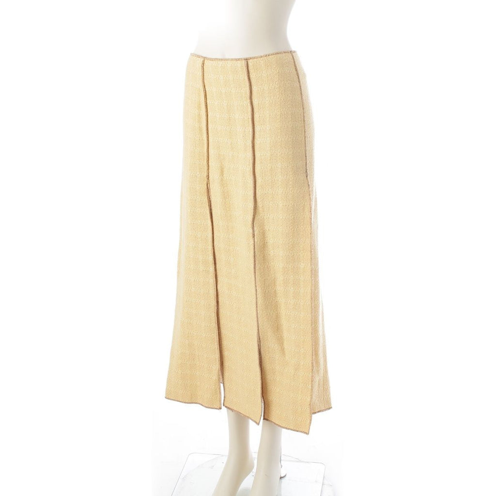 CHANEL Cotton Linen Tweed Jacket Sleeveless Top & Skirt 3-Piece Ensemble Setup P13184 Size 46 Yellow