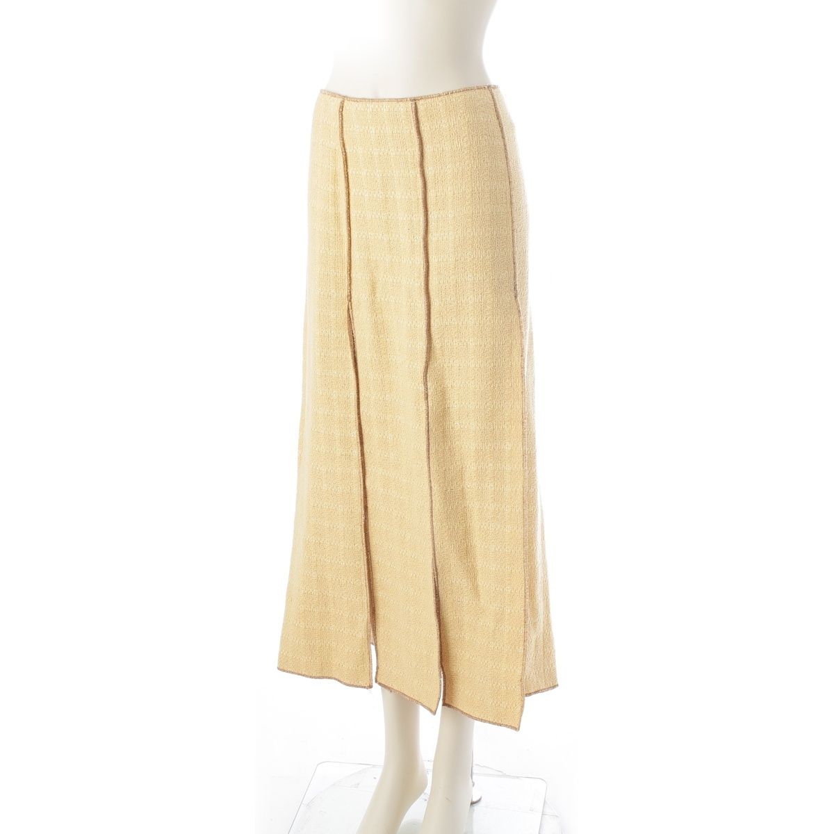 CHANEL Cotton Linen Tweed Jacket Sleeveless Top & Skirt 3-Piece Ensemble Setup P13184 Size 46 Yellow