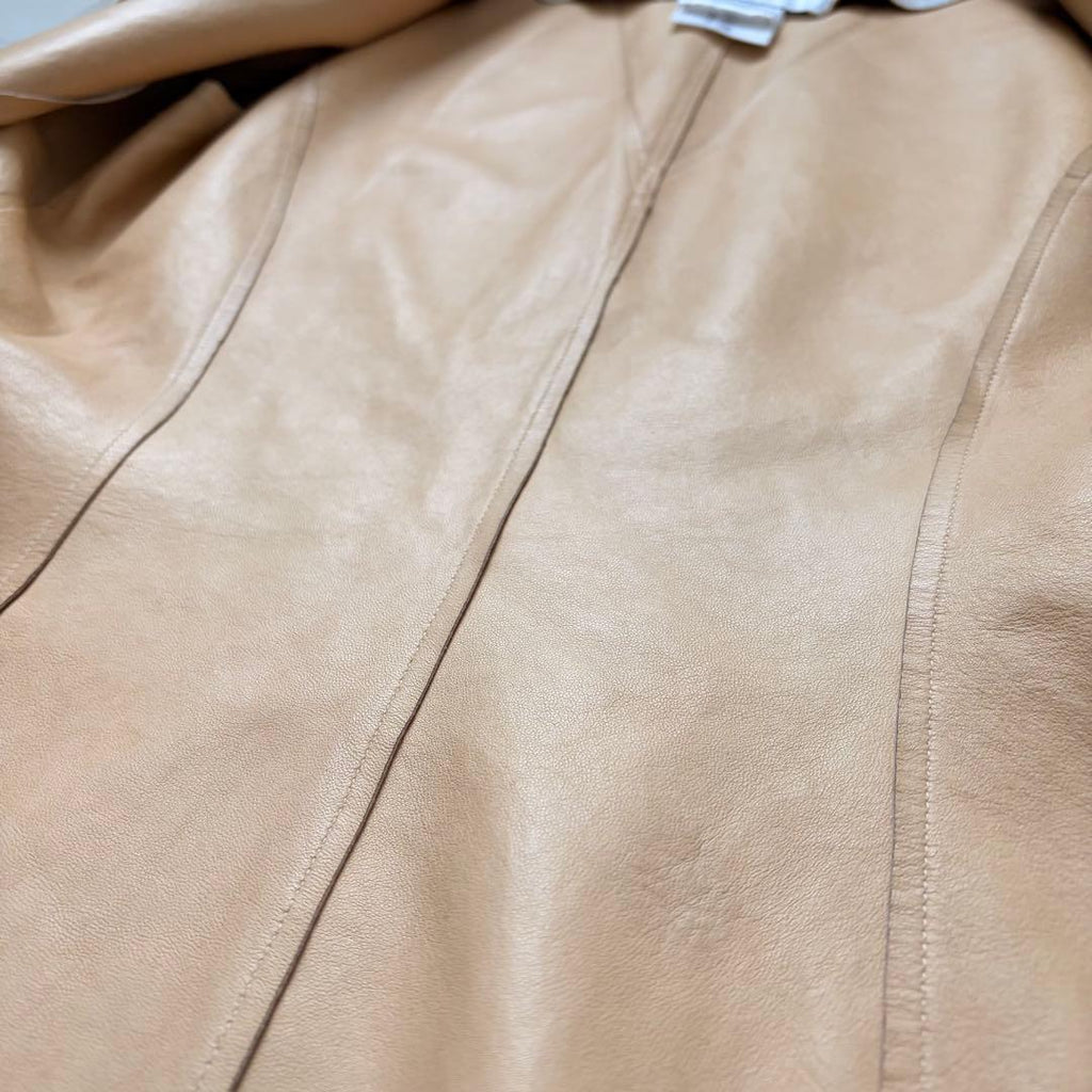 CHANEL 03P Lambskin Leather Jacket Coco Mark Gold Button