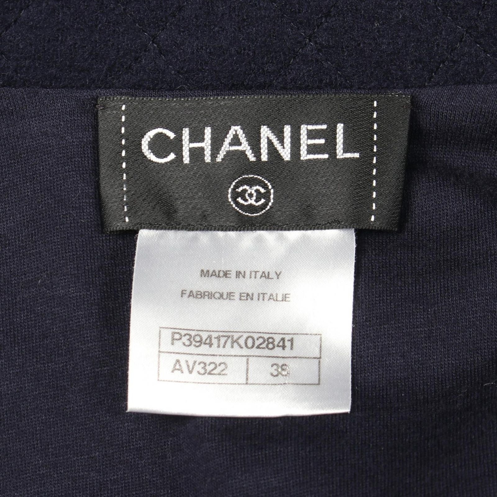CHANEL Coco Mark Wool Blouson Jacket Navy Size 38