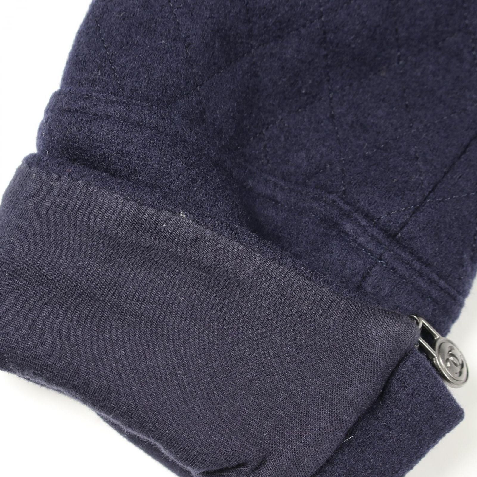 CHANEL Coco Mark Wool Blouson Jacket Navy Size 38