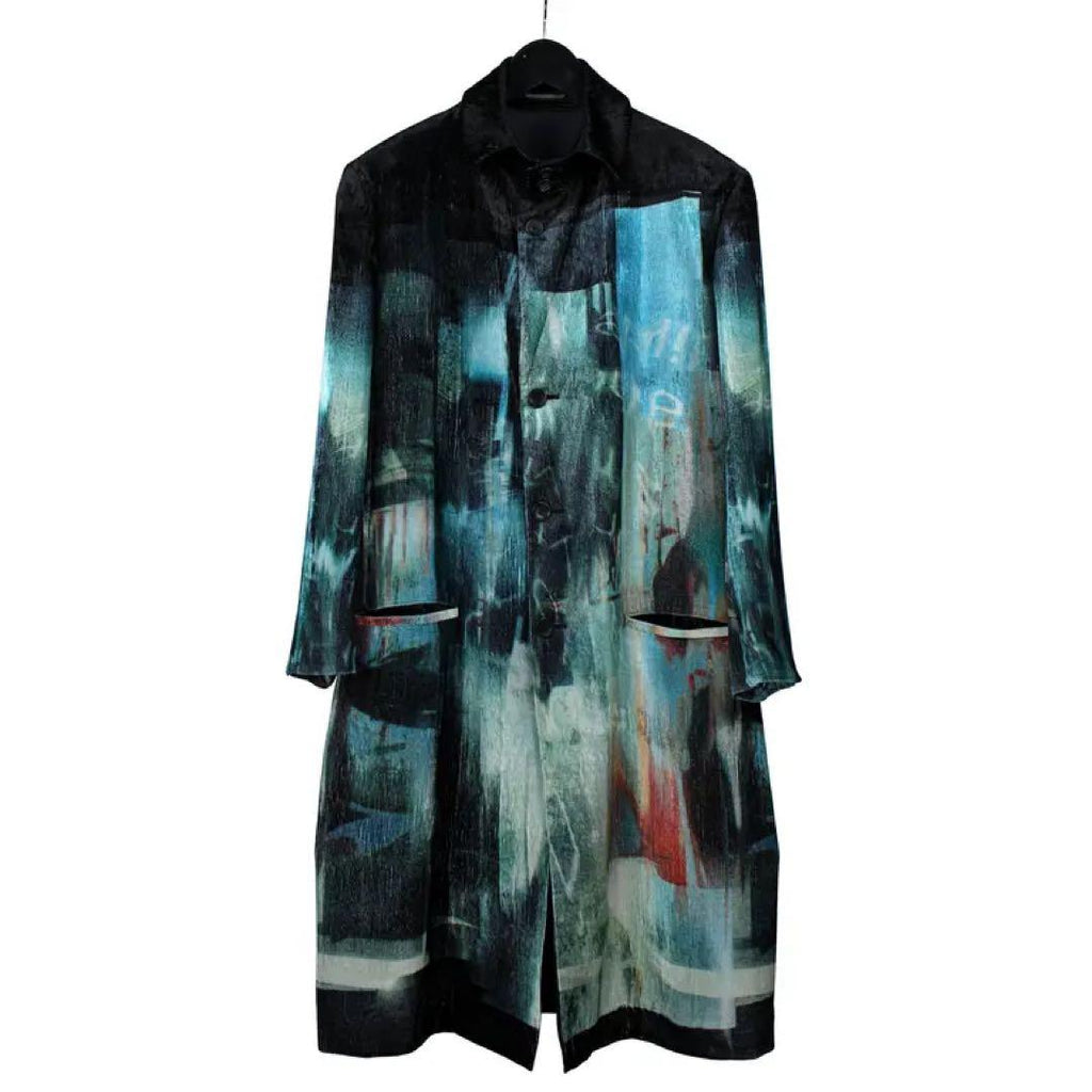 Yohji Yamamoto Dead Sea Print Jacket Chester Coat with Detachable Shirt Collar