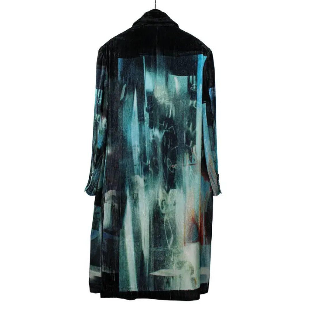 Yohji Yamamoto Dead Sea Print Jacket Chester Coat with Detachable Shirt Collar