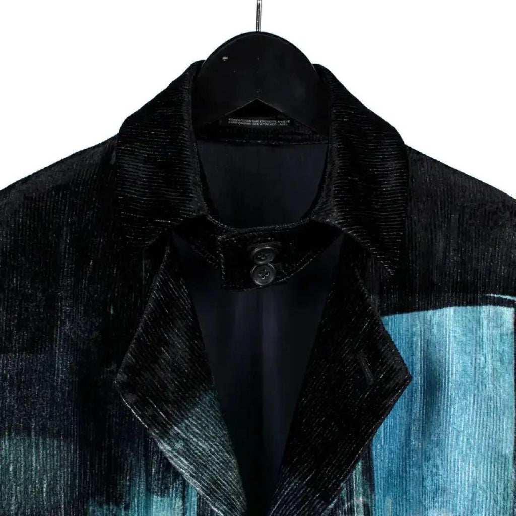 Yohji Yamamoto Dead Sea Print Jacket Chester Coat with Detachable Shirt Collar