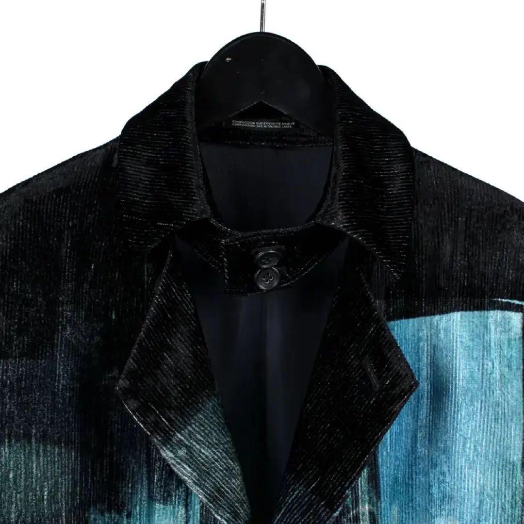 Yohji Yamamoto Dead Sea Print Jacket Chester Coat with Detachable Shirt Collar