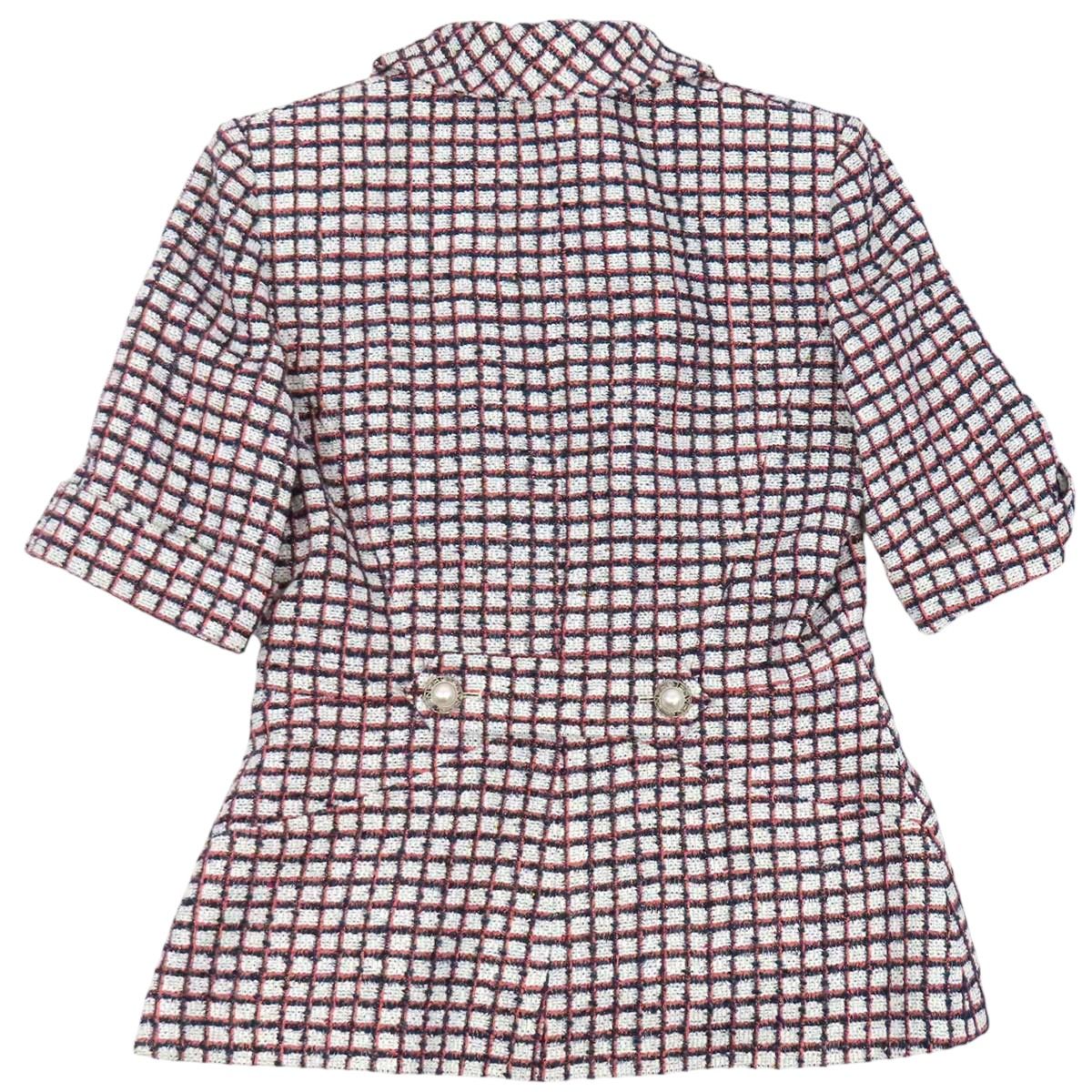 CHANEL Coco Mark Tweed Zip-Up Jacket P60834V46257 Size 38