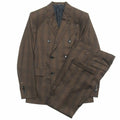 Berluti Glen Check Suit Setup Calligraphy Lining Jacket & Slacks — Jacket R44 / Pants 46 Brown