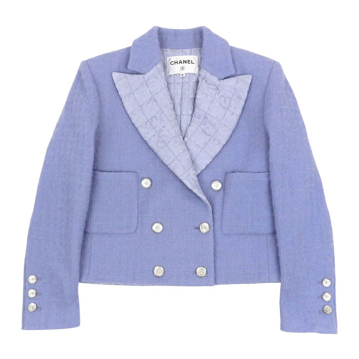 CHANEL Coco Mark Tweed Wool Jacket Size 36 Light Purple P71766V63175