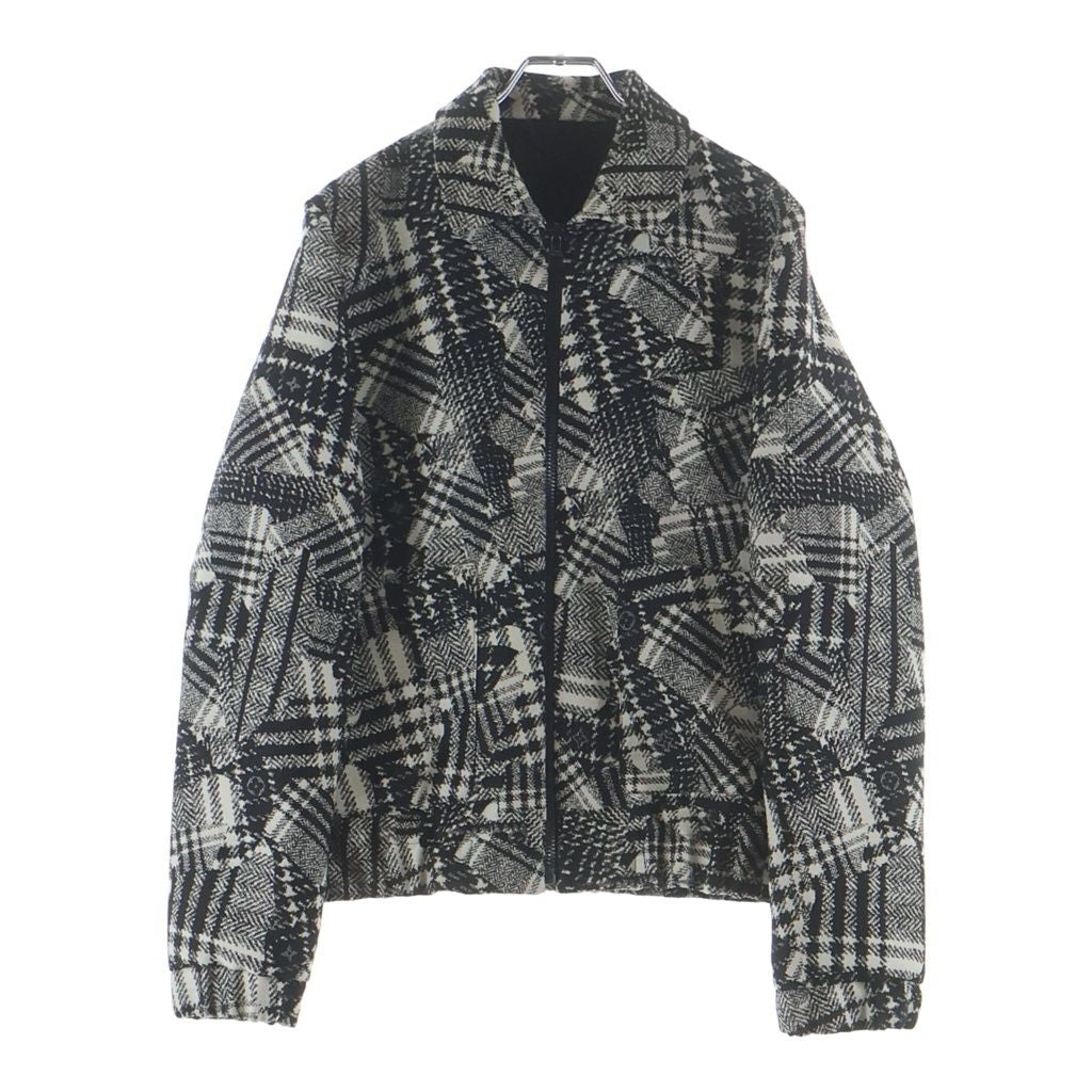 LOUIS VUITTON 20AW Monogram Check Zip-Up Blouson Shirt RM202F VHS HJFB2W Black & White / Size 44