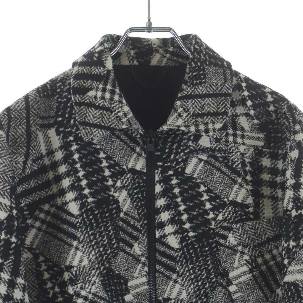 LOUIS VUITTON 20AW Monogram Check Zip-Up Blouson Shirt RM202F VHS HJFB2W Black & White / Size 44