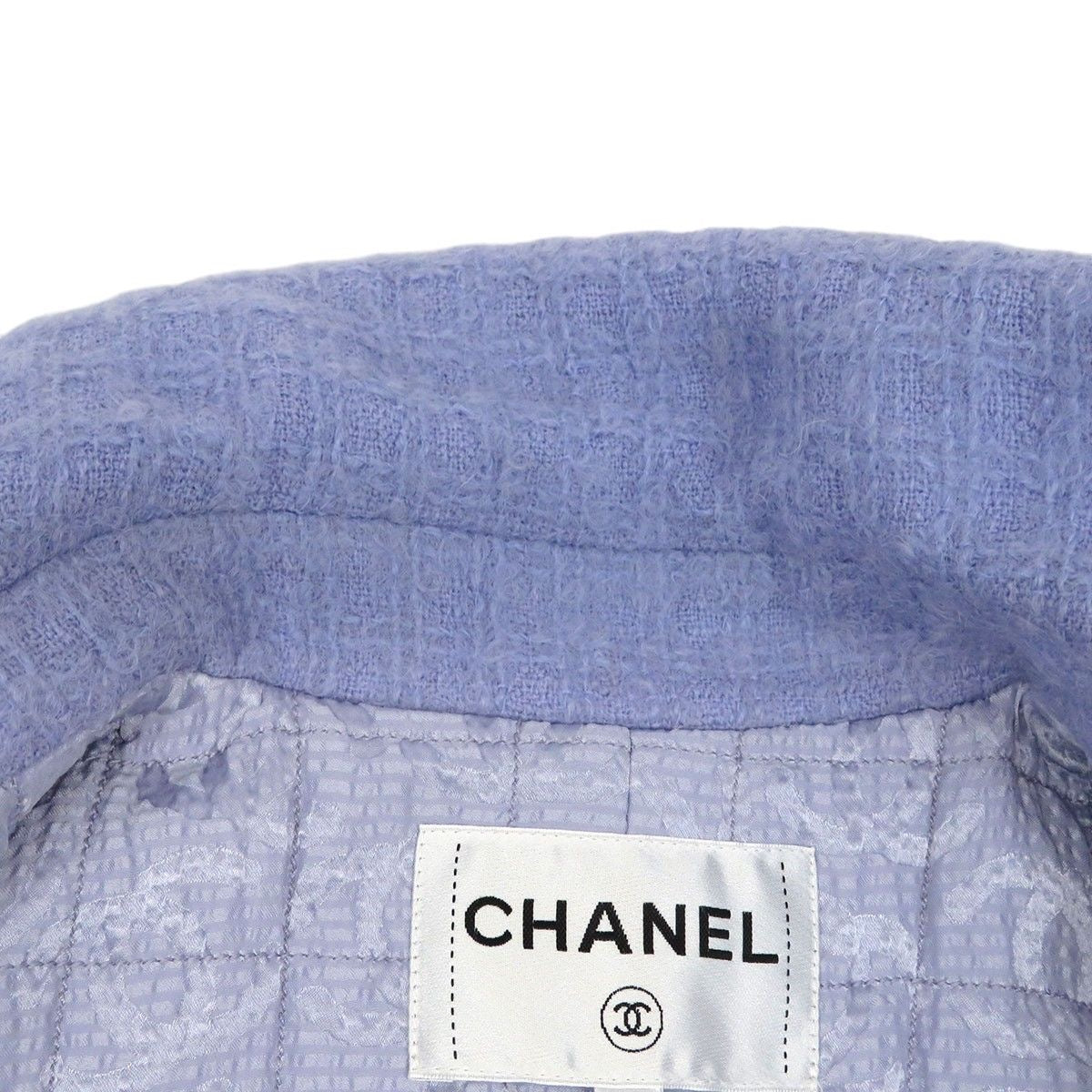 CHANEL Coco Mark Tweed Wool Jacket Size 36 Light Purple P71766V63175