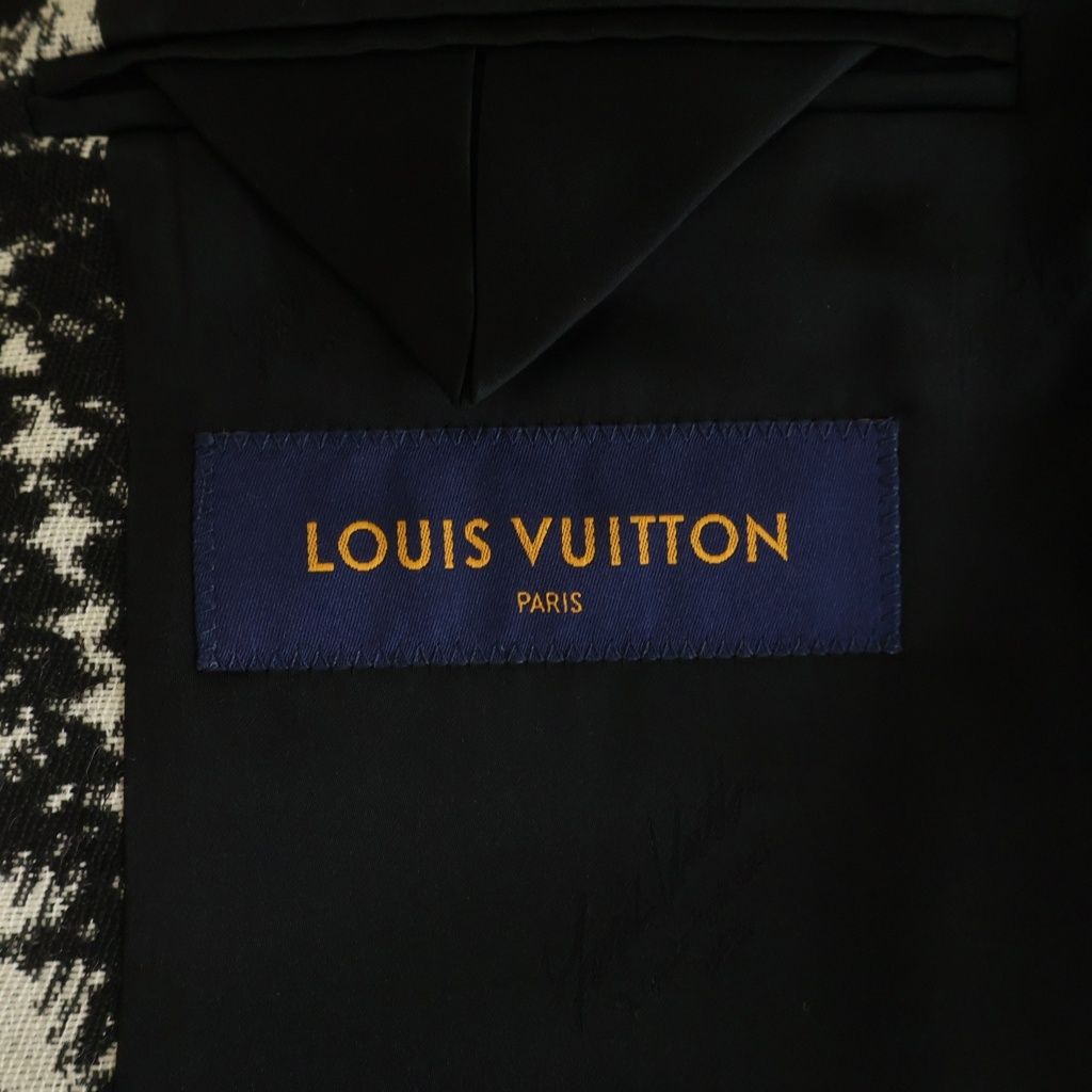 LOUIS VUITTON 20AW Monogram Check Zip-Up Blouson Shirt RM202F VHS HJFB2W Black & White / Size 44