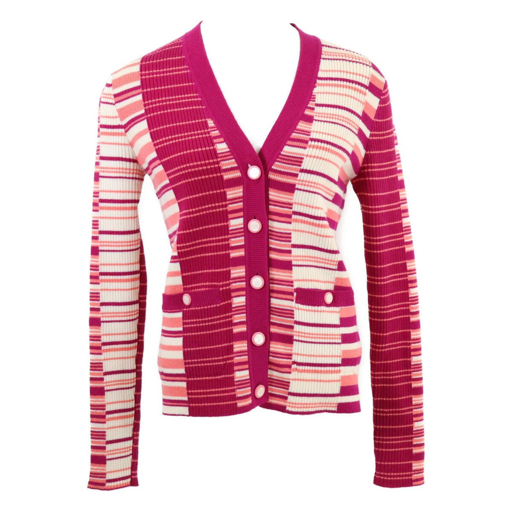 CHANEL Border Cashmere Blend Knit Cardigan P62210K47538 / Size 34