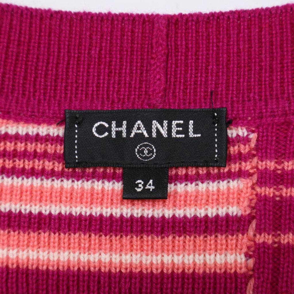 CHANEL Border Cashmere Blend Knit Cardigan P62210K47538 / Size 34