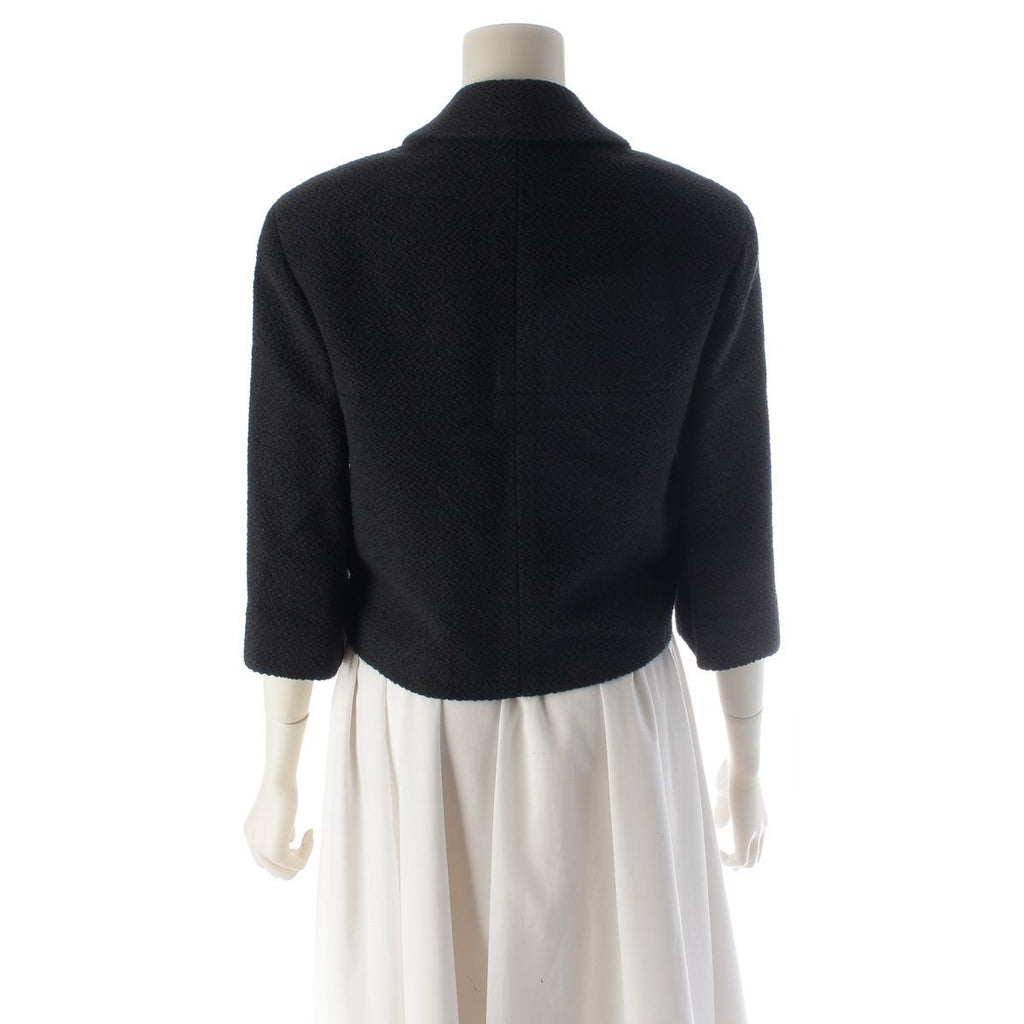 CHANEL Cotton Silk Coco Mark Coco Button Cropped Tailored Jacket P43652 Black / Size 36