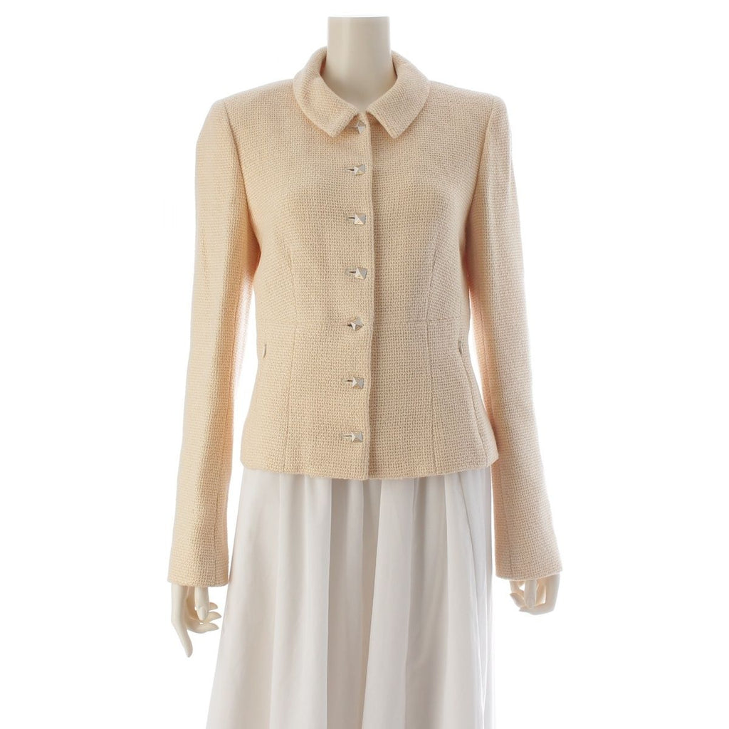 CHANEL 2003 Wool Silk Coco Mark Stud Button Tailored Jacket P22101 Ivory / Size 38