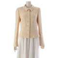 CHANEL 2003 Wool Silk Coco Mark Stud Button Tailored Jacket P22101 Ivory / Size 38