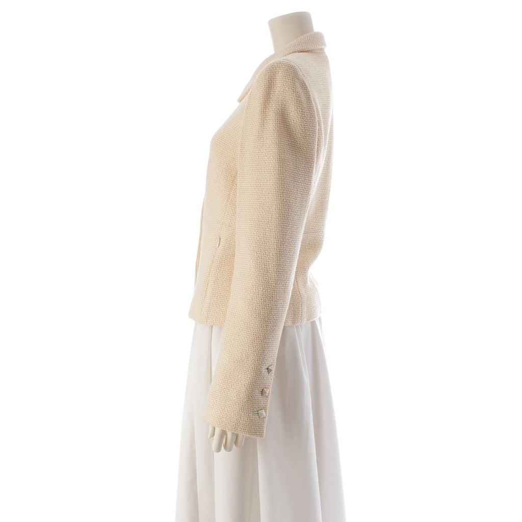 CHANEL 2003 Wool Silk Coco Mark Stud Button Tailored Jacket P22101 Ivory / Size 38