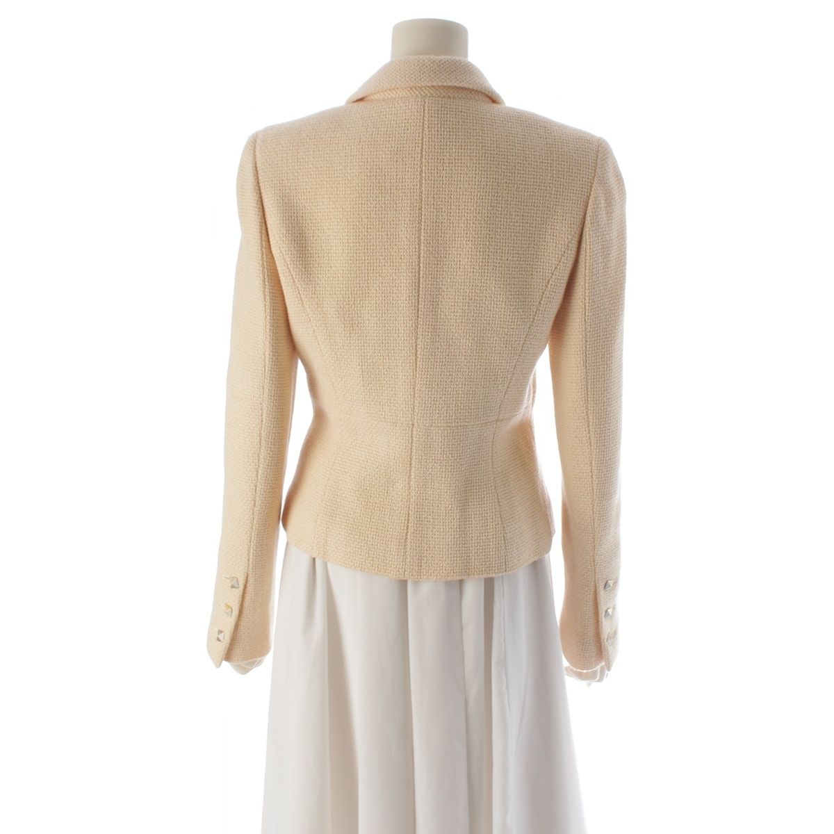CHANEL 2003 Wool Silk Coco Mark Stud Button Tailored Jacket P22101 Ivory / Size 38