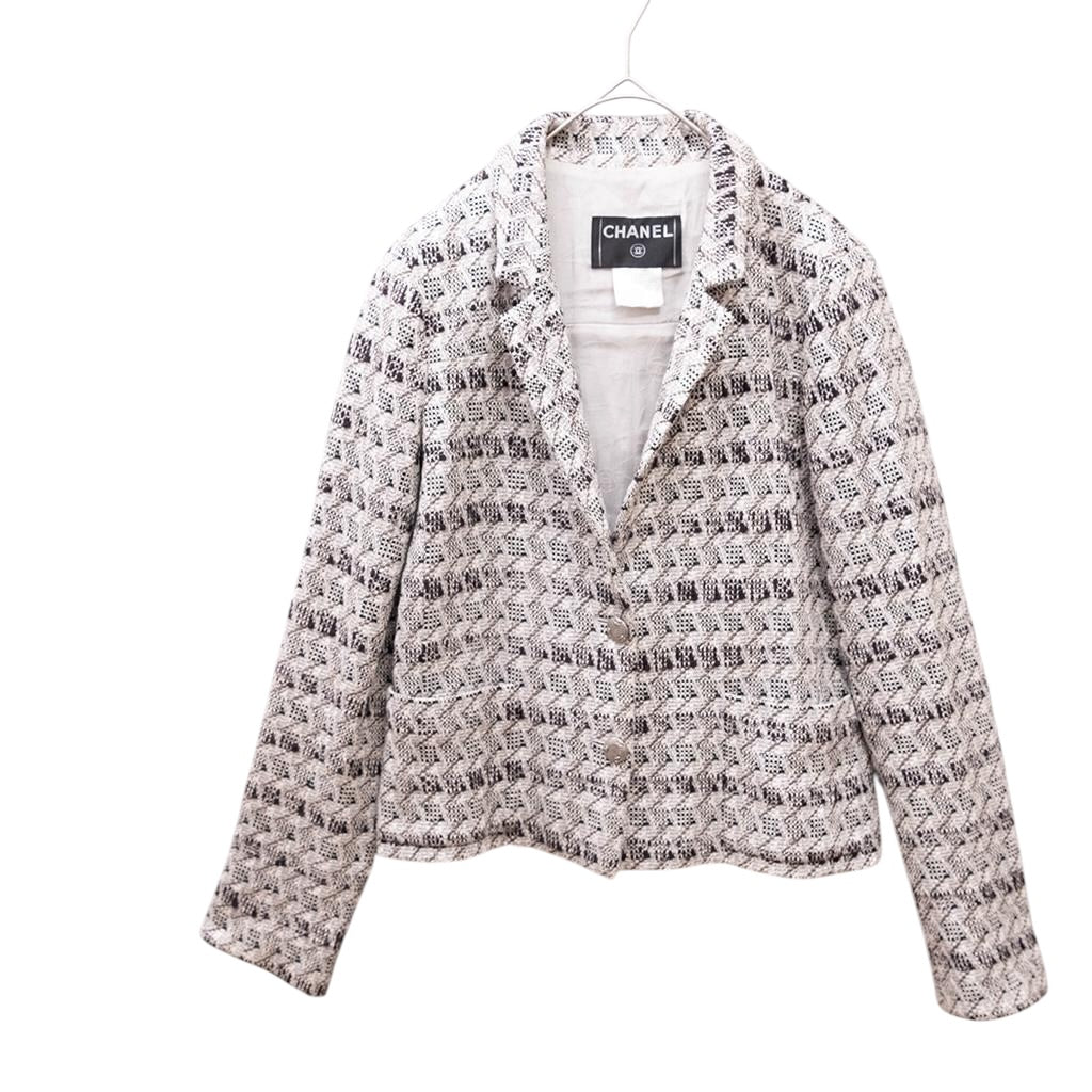 CHANEL 05P Tweed Jacket Silver Button Coco Mark